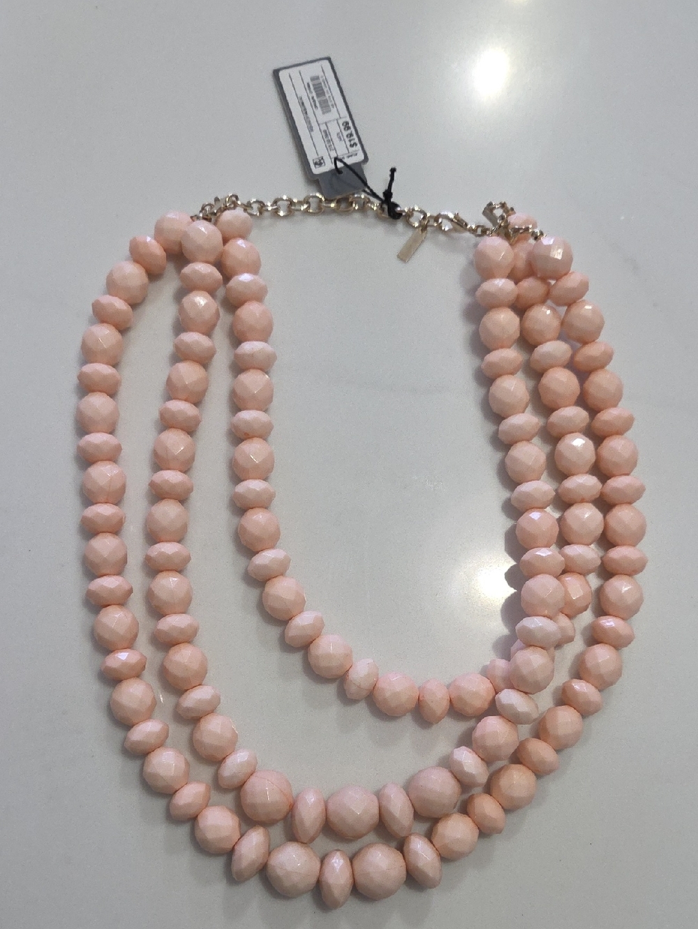 BaubleBar Three-Strand Faceted Peach Bead Necklace